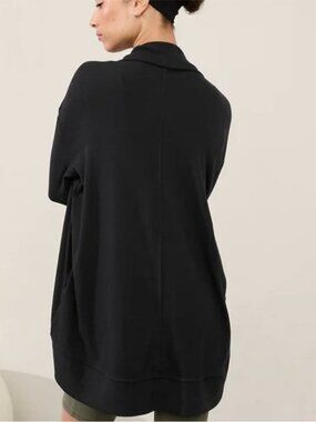 Athleta Presence Cocoon Wrap Sweater | Black Ribbed | Size Small